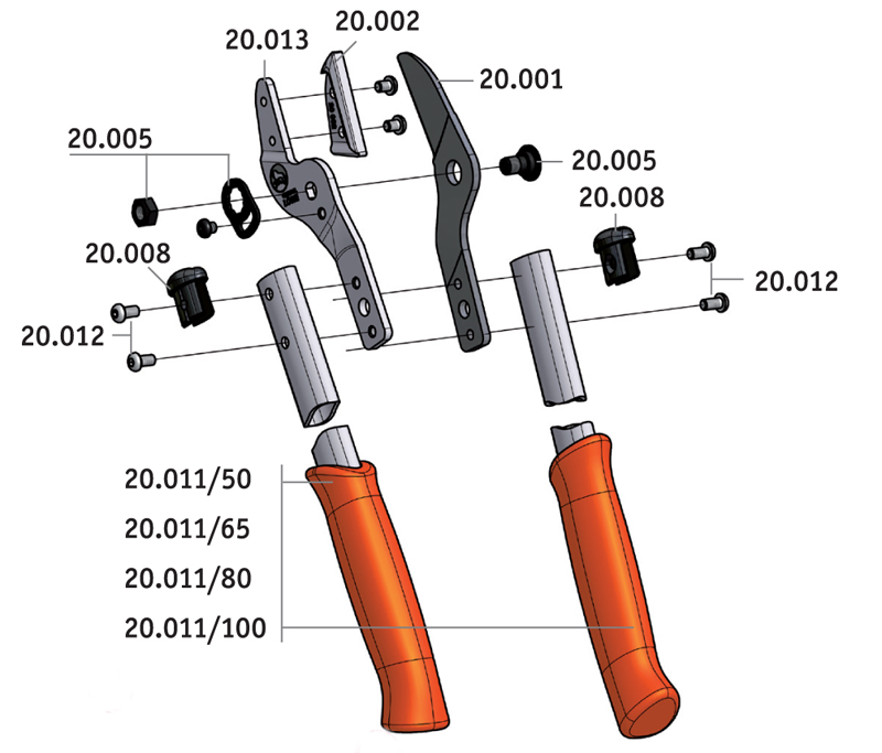 Löwe 20.050 Amboss-Astschere Standard Länge: 50cm