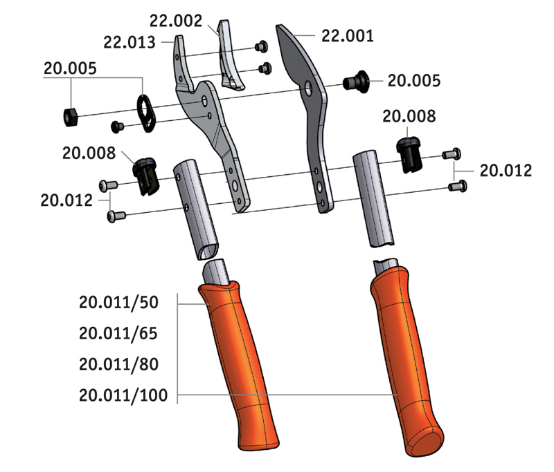 Löwe 22.050 Amboss-Astsschere mit gebogener Klinge, Länge 50cm